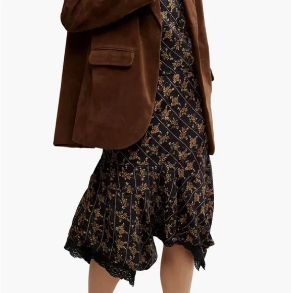 Free People Brown Bear BNWT 
Paper Cut Faux Suede Blazer Sz Large - Picture 4 of 15